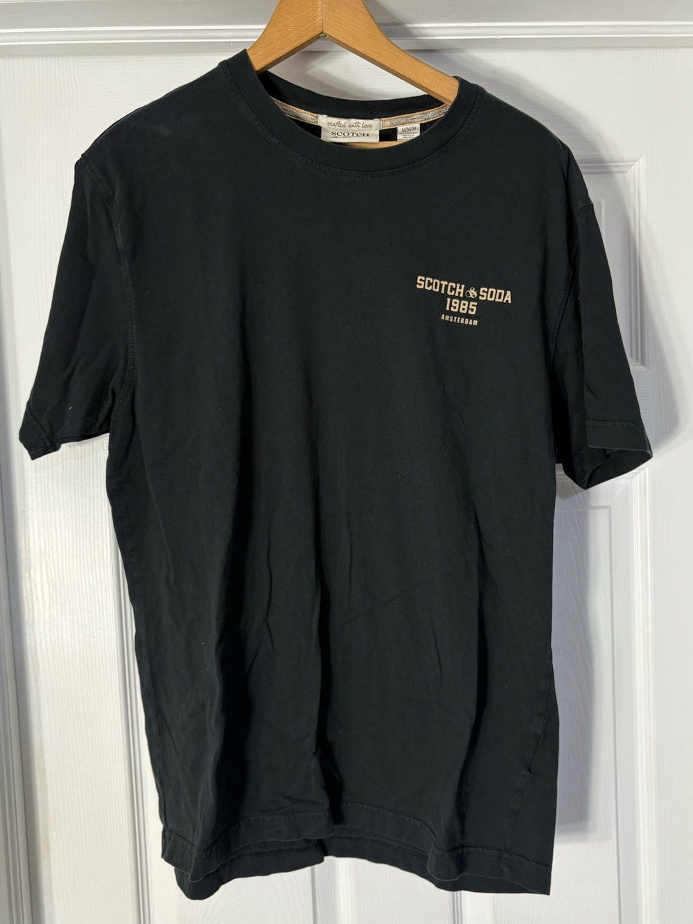 Scotch & Soda Black Tee with Tan Logo